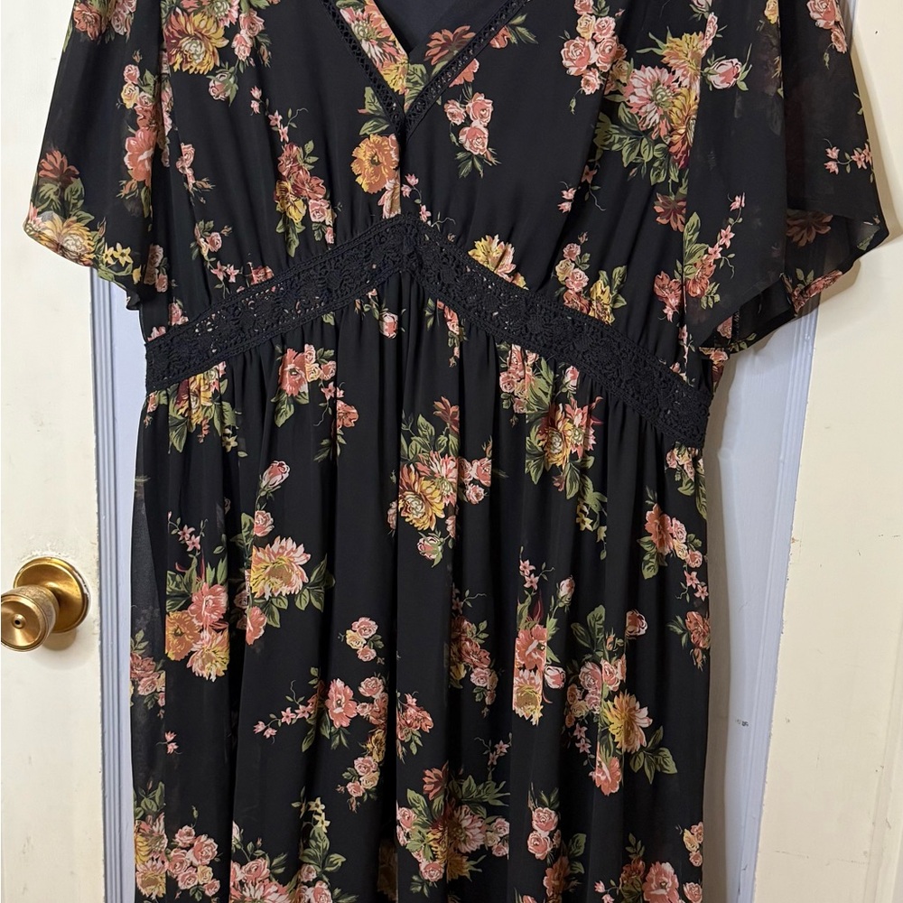 American Rag Black Dress with Floral Accents